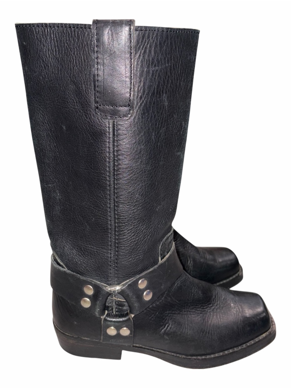 Pintainho Black Leather Moto Harness Boots Shoes size 36